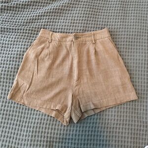 stradivarius High-Waist Linen-Blend Shorts